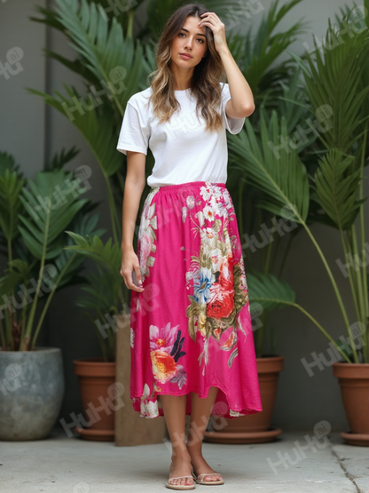 Pink Garden Maxi Skirt