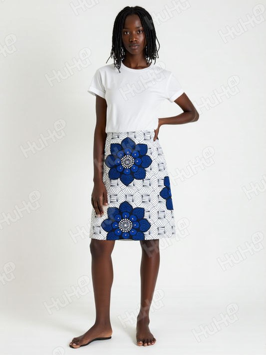 Royal Blue Wax Print Skirt